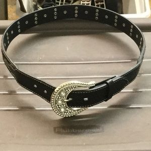Womens black bling belt